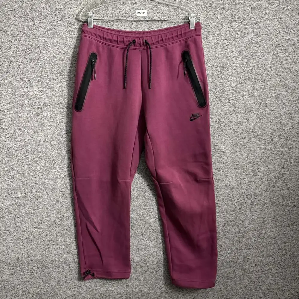 Nike Tech Fleece Men's Size Medium Rosewood Straight Leg Bungee Pants